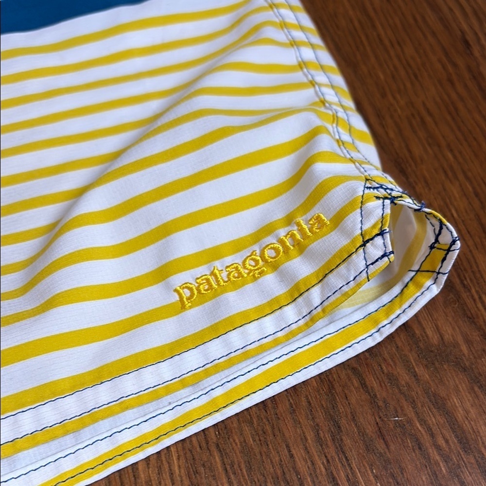 Patagonia Blue and Yellow Patterned Swim trunks size 38 - Picture 2 of 6